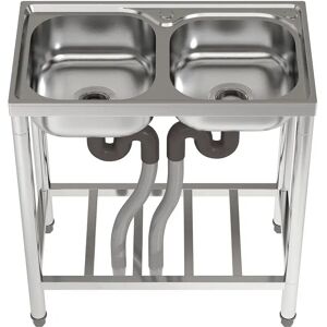 Belfry Kitchen Two Compartment Stainless Steel Sink With Shelf gray 3.12 H x 2.769 W x 1.521 D cm