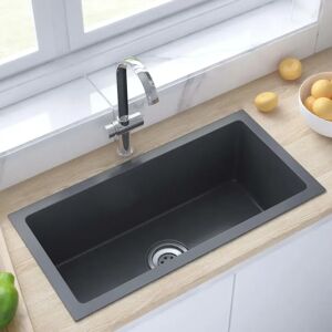 Belfry Kitchen Dorinda  Handmade Kitchen Sink With Strainer Stainless Steel black/gray 20.0 H x 60.0 W x 30.0 D cm