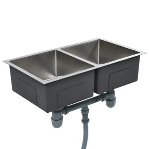 Belfry Kitchen Mariel Double Bowl Undermount Kitchen Sink black/gray 20.0 H x 44.0 D cm