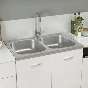 Belfry Kitchen Torrez Double Bowl Inset Kitchen Sink gray 15.5 H x 80.0 W x 50.0 D cm