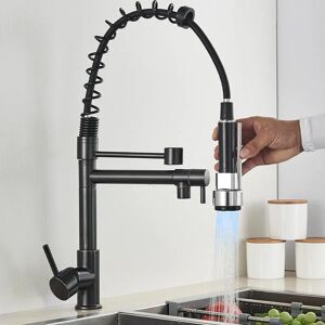 Belfry Kitchen Led Modern Kitchen Sink Mixer Taps Pull Down Dual Sprayer Swivel Faucet Oil Rubbed Bronze brown 48.0 H cm