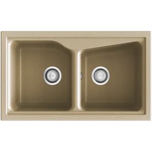 Belfry Kitchen Angie Double Bowl Inset Kitchen Sink black/white 25.0 H x 51.0 D cm