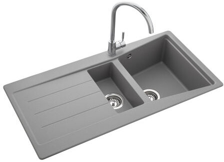 Rangemaster Sink & Taps Mica 1.5 Bowl Inset Kitchen Sink Rangemaster Sink & Taps Finish: Dove Grey  - Size: 86cm H X 50cm W X 19cm D Rangemaster Sink & Taps Mica 1.5 Bowl Inset Kitchen Sink Rangemaster Sink & Taps Finish: Dove Grey  - Size: 86cm H X 50cm W X 19cm D