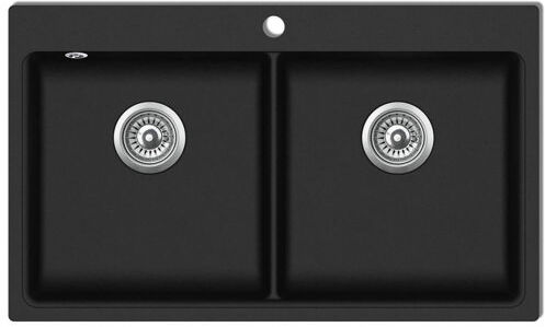 Belfry Kitchen Ariella Double Bowl Overmount Kitchen Sink Belfry Kitchen Finish: Black  - Size: 182cm H X 80cm W X 44cm D Belfry Kitchen Ariella Double Bowl Overmount Kitchen Sink Belfry Kitchen Finish: Black  - Size: 182cm H X 80cm W X 44cm D
