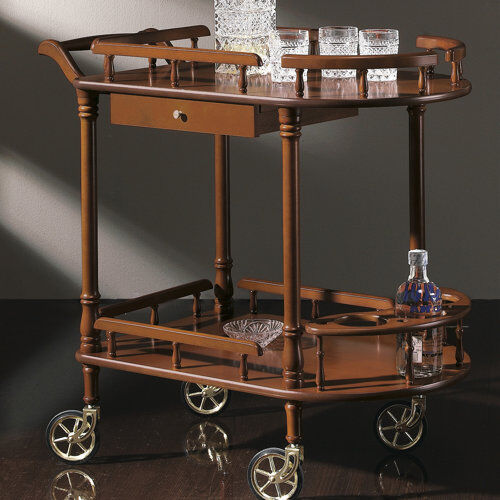 Rosalind Wheeler Nyyear Drink Trolley Rosalind Wheeler Frame Finish: Walnut  - Size: 40cm H X 50cm W X 50cm D Rosalind Wheeler Nyyear Drink Trolley Rosalind Wheeler Frame Finish: Walnut  - Size: 40cm H X 50cm W X 50cm D