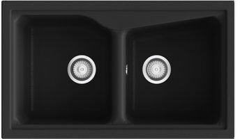 Belfry Kitchen Angie Double Bowl Inset Kitchen Sink Belfry Kitchen Finish: Black Soft  - Size: 62cm H X 51cm W X 25cm D Belfry Kitchen Angie Double Bowl Inset Kitchen Sink Belfry Kitchen Finish: Black Soft  - Size: 62cm H X 51cm W X 25cm D