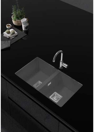 Belfry Kitchen Andy Double Bowl Undermount Kitchen Sink Belfry Kitchen Finish: Concret Soft  - Size: 150cm H X 170cm W Belfry Kitchen Andy Double Bowl Undermount Kitchen Sink Belfry Kitchen Finish: Concret Soft  - Size: 150cm H X 170cm W