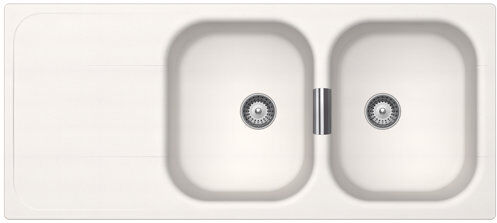 Schock Wembley Double Bowl Inset Kitchen Sink Schock Finish: White  - Size: 29cm H X 57cm W X 51cm D Schock Wembley Double Bowl Inset Kitchen Sink Schock Finish: White  - Size: 29cm H X 57cm W X 51cm D