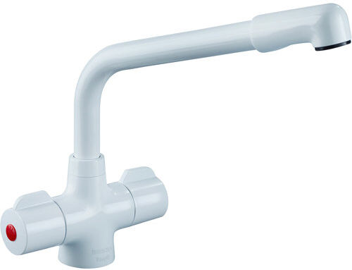 Bristan Manhattan Double Handle Monobloc Mixer Tap Bristan Finish: White  - Size: 9cm H X 17cm W X 10cm D Bristan Manhattan Double Handle Monobloc Mixer Tap Bristan Finish: White  - Size: 9cm H X 17cm W X 10cm D