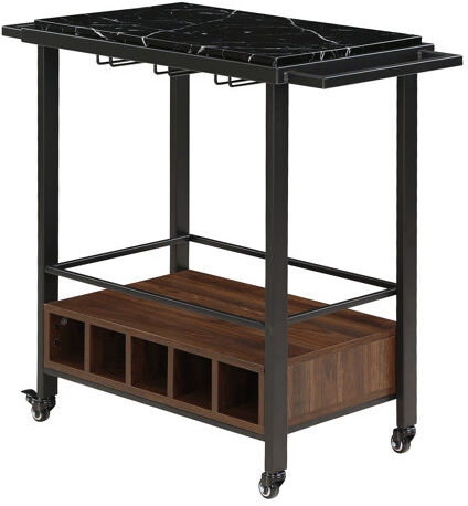 Langely Street Moshe Serving Cart Langely Street Top Colour: Black Faux  - Size: Large Langely Street Moshe Serving Cart Langely Street Top Colour: Black Faux  - Size: Large