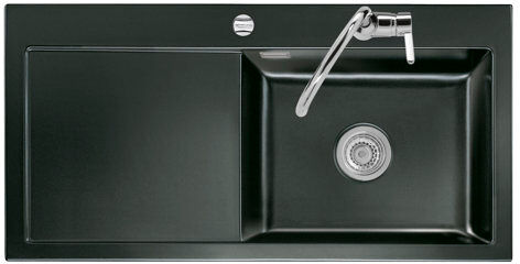 Systemceram Mera 51cm x 20cm Kitchen Sink Systemceram Colour: Nero, Sink Orientation: Left  - Size: 20cm H X 100cm W X 51cm D Systemceram Mera 51cm x 20cm Kitchen Sink Systemceram Colour: Nero, Sink Orientation: Left  - Size: 20cm H X 100cm W X 51cm D