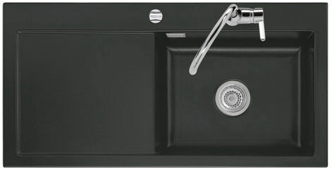 Systemceram Mera 51cm x 20cm Kitchen Sink Systemceram Colour: Nigra, Sink Orientation: Left  - Size: 20cm H X 100cm W X 51cm D Systemceram Mera 51cm x 20cm Kitchen Sink Systemceram Colour: Nigra, Sink Orientation: Left  - Size: 20cm H X 100cm W X 51cm D