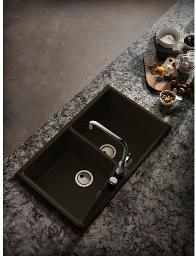 Belfry Kitchen Angelina Double Bowl Inset Kitchen Sink Belfry Kitchen Finish: Brown  - Size: 54cm H X 44cm W X 23cm D Belfry Kitchen Angelina Double Bowl Inset Kitchen Sink Belfry Kitchen Finish: Brown  - Size: 54cm H X 44cm W X 23cm D