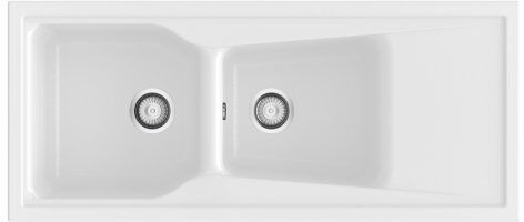 Belfry Kitchen Angie Double Bowl Inset Kitchen Sink Belfry Kitchen Finish: White Gloss  - Size: 86cm H X 51cm W X 25cm D Belfry Kitchen Angie Double Bowl Inset Kitchen Sink Belfry Kitchen Finish: White Gloss  - Size: 86cm H X 51cm W X 25cm D