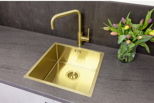 Reginox Miami Single Bowl Undermount Kitchen Sink Reginox Finish: Gold 49cm H X 115cm W X 18cm D Reginox Miami Single Bowl Undermount Kitchen Sink Reginox Finish: Gold 49cm H X 115cm W X 18cm D