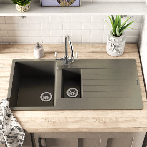 Reginox Harlem 1.5 Bowl Inset Kitchen Sink Reginox Finish: Grey Silvery 34cm H X 28cm W X 15cm D Reginox Harlem 1.5 Bowl Inset Kitchen Sink Reginox Finish: Grey Silvery 34cm H X 28cm W X 15cm D