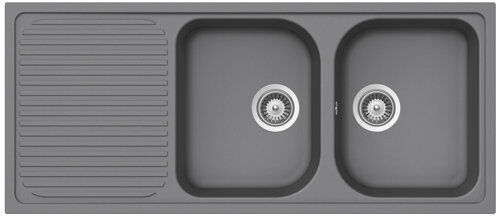 Schock Lithos Double Bowl Inset Kitchen Sink Schock Finish: Grey  - Size: 36cm H X 114cm W X 46cm D Schock Lithos Double Bowl Inset Kitchen Sink Schock Finish: Grey  - Size: 36cm H X 114cm W X 46cm D