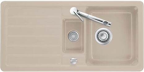 Systemceram 50cm x 20cm Double Kitchen Sink Systemceram Colour: Muddy  - Size: 20cm H X 100cm W X 50cm D Systemceram 50cm x 20cm Double Kitchen Sink Systemceram Colour: Muddy  - Size: 20cm H X 100cm W X 50cm D