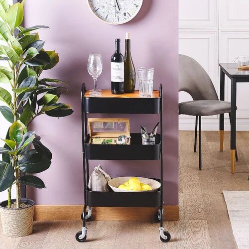 17 Stories Aramais Serving Cart 17 Stories Frame Colour: Black  - Size: 66.04cm H x 66.04cm W x 1.91cm D