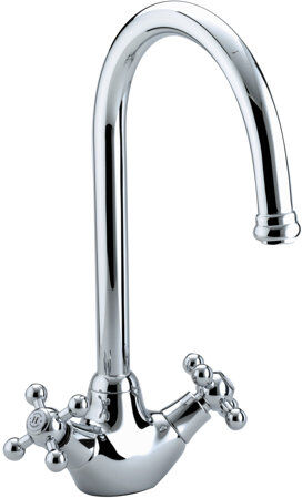 Bristan Kingsbury Twin Lever Monobloc Tap Bristan Finish: Chrome Plated  - Size: 10cm H X 9cm W X 4cm D Bristan Kingsbury Twin Lever Monobloc Tap Bristan Finish: Chrome Plated  - Size: 10cm H X 9cm W X 4cm D