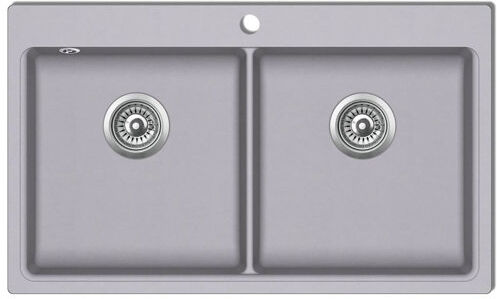 Belfry Kitchen Ariella Double Bowl Overmount Kitchen Sink Belfry Kitchen Finish: Grey  - Size: 885cm H X 555cm W X 1815cm D Belfry Kitchen Ariella Double Bowl Overmount Kitchen Sink Belfry Kitchen Finish: Grey  - Size: 885cm H X 555cm W X 1815cm D