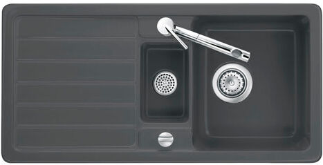 Systemceram 50cm x 20cm Double Kitchen Sink Systemceram Colour: Slate  - Size: 20cm H X 100cm W X 51cm D Systemceram 50cm x 20cm Double Kitchen Sink Systemceram Colour: Slate  - Size: 20cm H X 100cm W X 51cm D
