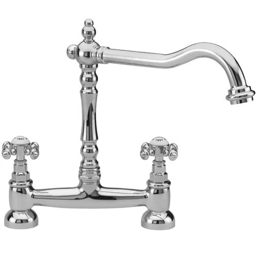 Tre Mercati French Cross Double Handle Monobloc Mixer Tap Tre Mercati Finish: Chrome  - Size: 11cm H X 5cm W X 14cm D