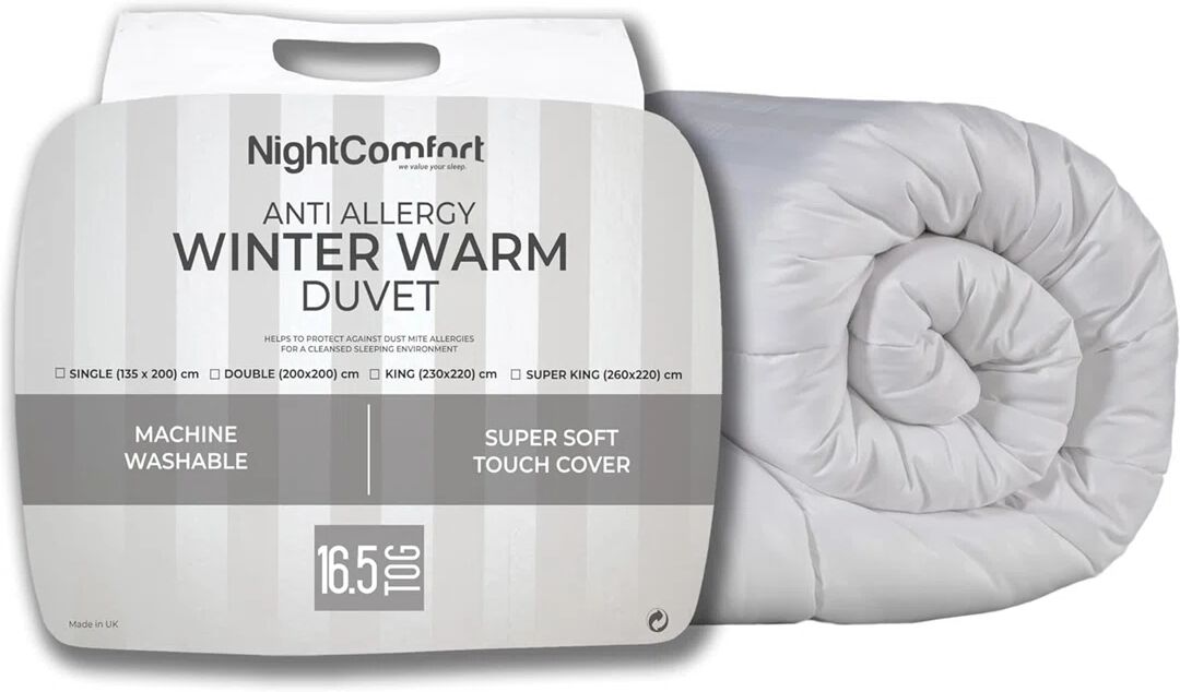 NightComfort Night Comfort Anti Allergy Bedding Microfiber 16.5 Tog Winter Duvet, Feels Like Down Soft Duvet white 220.0 H x 260.0 W x 16.5 D cm