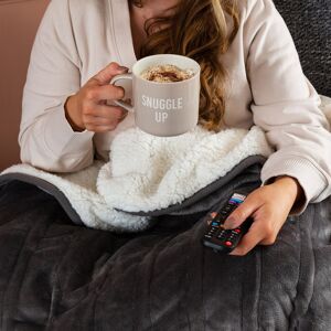 Slumberdown Cosy & Snug Sherpa Fleece Heated Throw Blanket 10 Heat Settings Over Blanket Warm Charcoal 160cm W X 130cm L