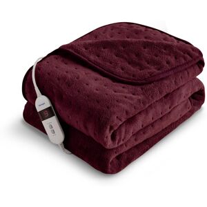 Silentnight Comfort Control Heated Throw Super-soft with 9 Settings Over Blanket Berry 120cm W X 160cm L