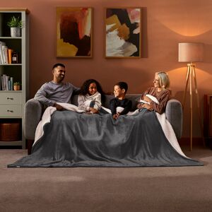 Silentnight Snugsie Giant Throw- Cosy Sherpa Lined - Non Heated Blanket Grey 180cm W x 240cm L