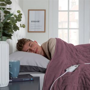 Slumberdown Comfy Hugs Heated Throw – Large Electric Blanket for Beds, Sofas & Settees, Ultra-Soft Fleece with 10 Heat Settings & Adjustable Timer – W Plum 160cm W X 130cm L