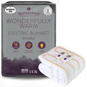 Slumberdown Wonderfully Warm Electric Blanket Control 9-Heat Settings Easy Fit Machine Washable gray/white 150.0 H x 120.0 W cm