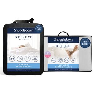 Retreat Snuggledown Indulgent Cotton 10.5 Tog All Year Round Duvet with 2 Pillows White Kingsize