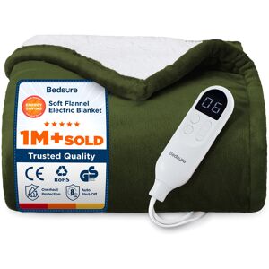 Bedsure Heated Blanket Electric Throw with 10 Time Settings, 6 Heat Settings, Overheat Protection Green 130cm W X 160cm L