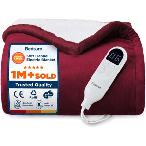 Bedsure Heated Blanket Electric Throw with 10 Time Settings, 6 Heat Settings, Overheat Protection Red 130cm W X 160cm L