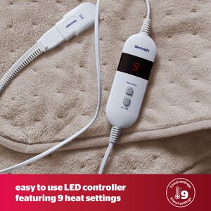 Silentnight Comfort Control Heated Throw Super-soft with 9 Settings Over Blanket Natural 120cm W X 160cm L