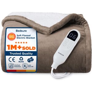 Bedsure Heated Blanket Electric Throw with 10 Time Settings, 6 Heat Settings, Overheat Protection Cream Striped 130cm W X 160cm L