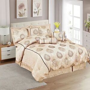 Bloomsbury Market Icahn Bedspread Set with Neck Roll Pillow, Pillow Shams, Cushions and Sheet brown 272.0 H x 242.0 W x 3.0 D cm