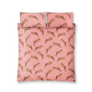 Paloma Home Pouncing Tigers Blossom Bed Set pink King Duvet Cover + 2 Standard Pillowcases