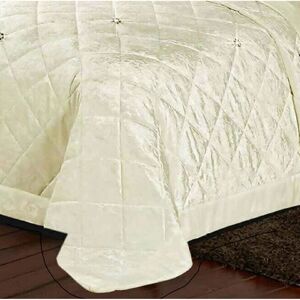 SHAZ HOME New Modern Crushed Velvet Bedspread Quilted Diamond Box Bedding Set With Pillow Shams Beige Super King Bedspread+ 2 Standard Shams