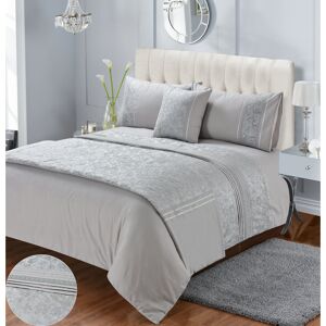 Lily Manor Macey Duvet Cover Set Silver Grey Kingsize - 2 Standard Pillowcases