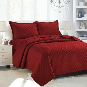 Quality & Style Quilted Embossed Bedspread Bed Throw Comfort Bedding Set Single,Double King And Super King Sizes Red Single Bedspread + 1 Standard Sham