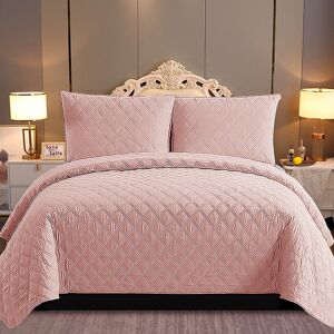 Quality & Style Quilted Embossed Bedspread Bed Throw Comfort Bedding Set Single,Double King And Super King Sizes Pink King Bedspread + 2 Standard Shams