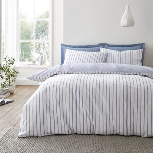 Bianca Cotton Hampton Stripe 200 Thread Count Cotton Reversible Duvet Cover Set Blue Super King Bianca Cotton Hampton Stripe 200 Thread Count Cotton Reversible Duvet Cover Set Blue Super King