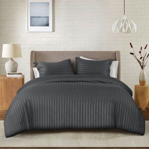 17 Stories Noso Premium Hotel Quality Satin Stripe Duvet Cover Set with Pillowcases Dark Gray King 17 Stories Noso Premium Hotel Quality Satin Stripe Duvet Cover Set with Pillowcases Dark Gray King