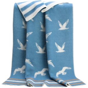 Highland Dunes Seagulls Wool Blanket Blue;Beige;Off-White 130cm W X 180cm L Highland Dunes Seagulls Wool Blanket Blue;Beige;Off-White 130cm W X 180cm L