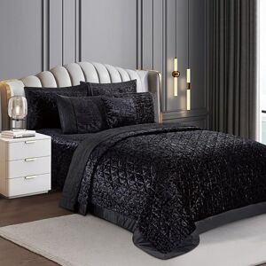 Rosdorf Park Bohara Velvet Bedspread Set Black Double/King Bedspread + 2 Pillow Sham Rosdorf Park Bohara Velvet Bedspread Set Black Double/King Bedspread + 2 Pillow Sham