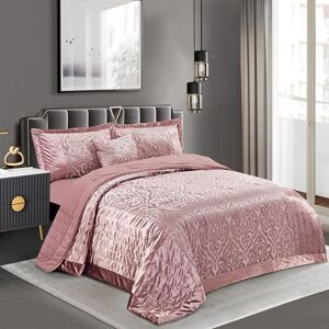 Rosdorf Park Bollara Velvet Bedspread Set PInk Super King Bedspread + 2 Pillow Sham Rosdorf Park Bollara Velvet Bedspread Set PInk Super King Bedspread + 2 Pillow Sham