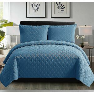 Canora Grey Quilted Inspiration Bedspread Embossed Bedding Set Bed Throw Blue W200 x L200cm Canora Grey Quilted Inspiration Bedspread Embossed Bedding Set Bed Throw Blue W200 x L200cm